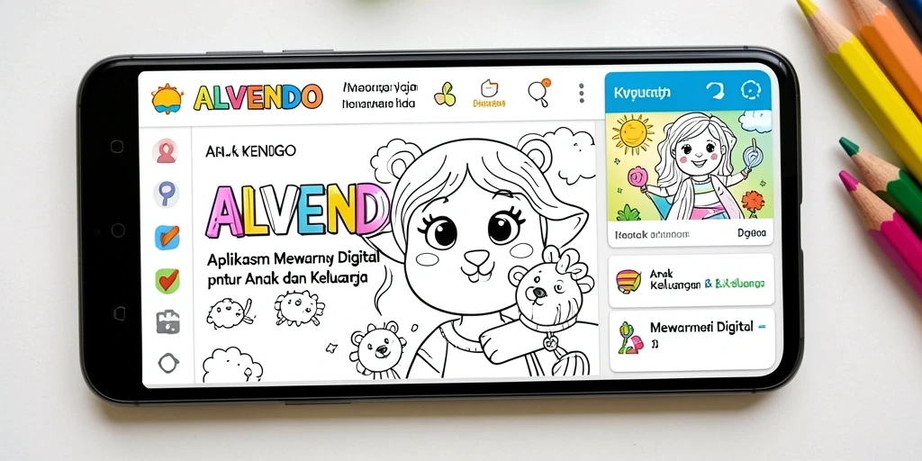 Antarmuka aplikasi Mewarnai Digital yang menarik dan interaktif.