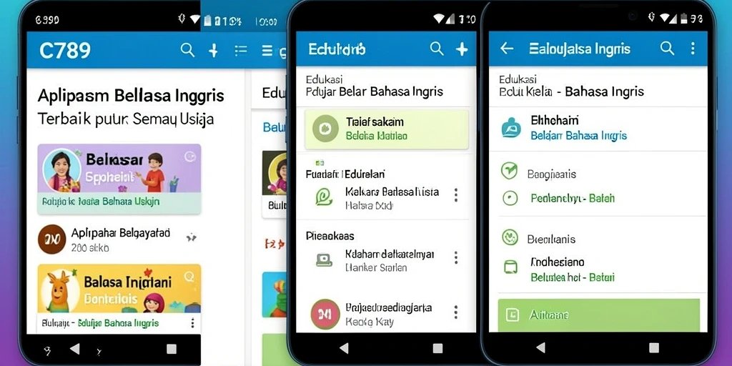 Tampilan antarmuka C789 yang menarik untuk belajar Bahasa Inggris.