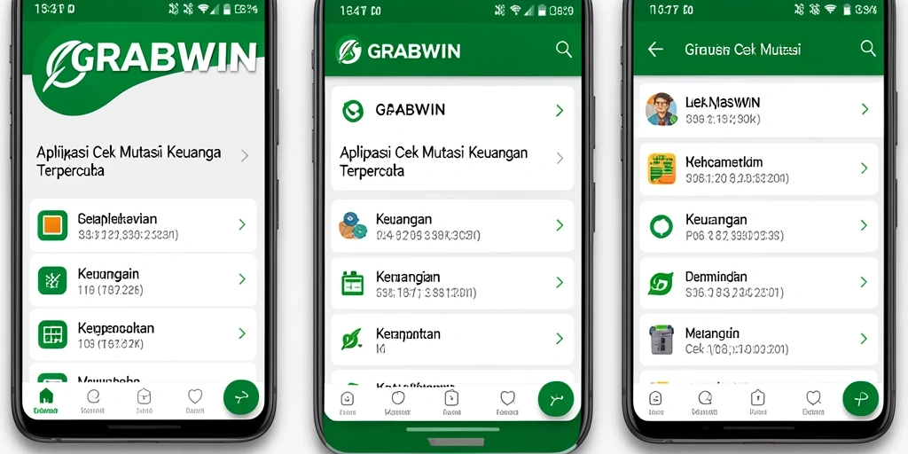Tampilan antarmuka pengguna aplikasi Cek Mutasi GRABWIN.