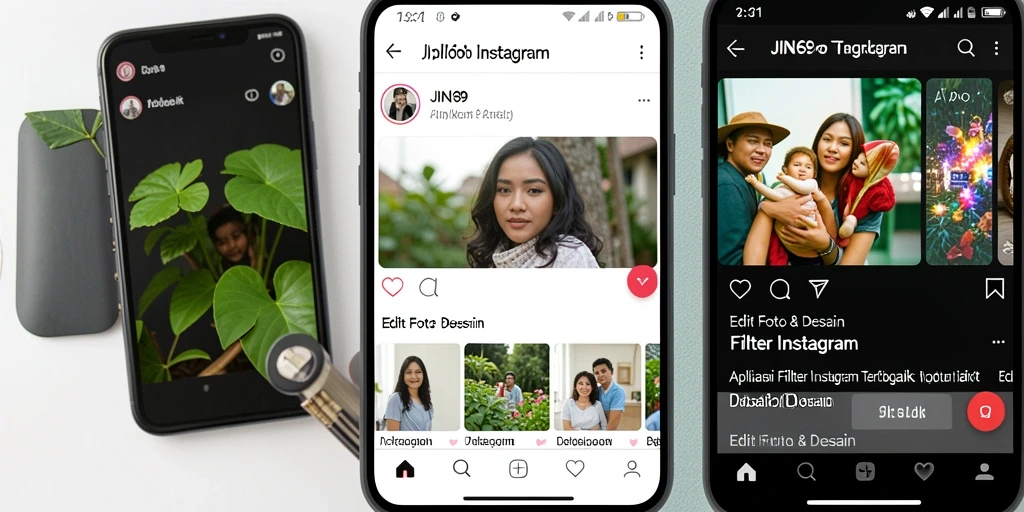 Antarmuka aplikasi JIN69 yang user-friendly dengan variasi filter menarik.