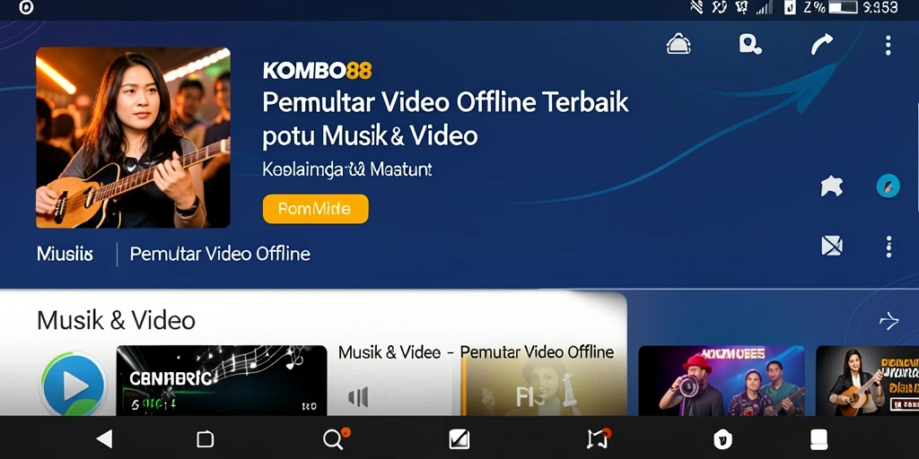 Antarmuka aplikasi KOMBO88 yang mudah digunakan untuk pemutar video offline.