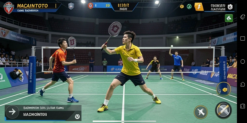 Tampilan antarmuka MACANTOTO yang menawan dalam game Badminton.