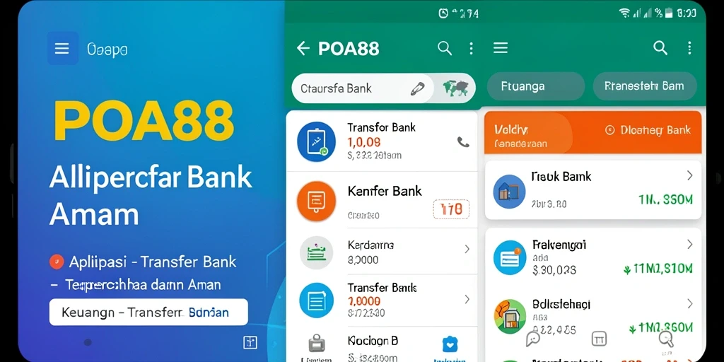 Tampilan utama aplikasi POA88 dengan fungsi Transfer Bank yang intuitif.
