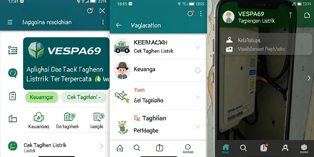 Antarmuka VESPA69 yang menampilkan fungsi cek tagihan listrik.