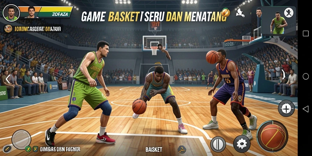 Tampilan antarmuka game Basket ZOFAZA yang menarik dan interaktif.
